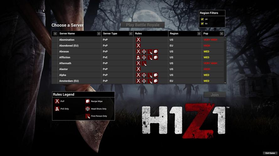 h1z1玩家通常选择哪种类型的服务器进行游戏？插图