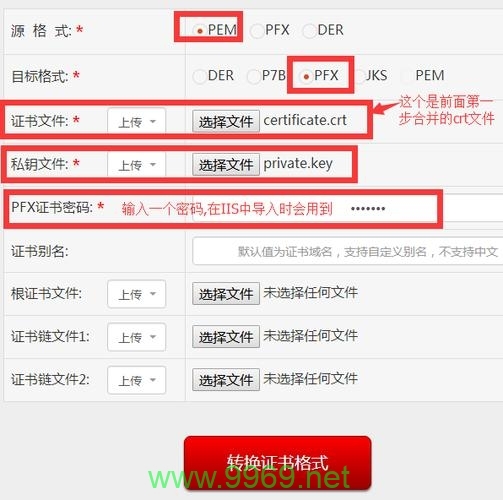 如何在PFX格式转换为CER格式后上传证书？插图